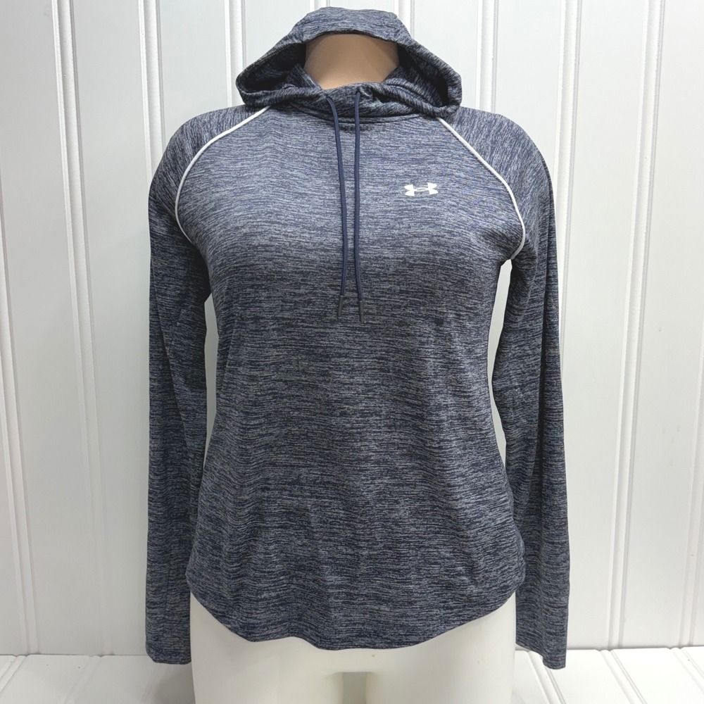 Under Armour Women Heathered Blue Long‎ Sleeve Hoodie Athletic Pullover MD